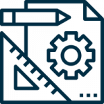 Imagen de un lapiz, una hoja y una escuadra.